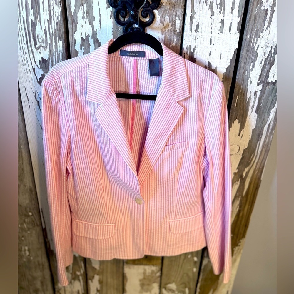 Liz Claiborne Pink Striped Women's Blazer Size 14